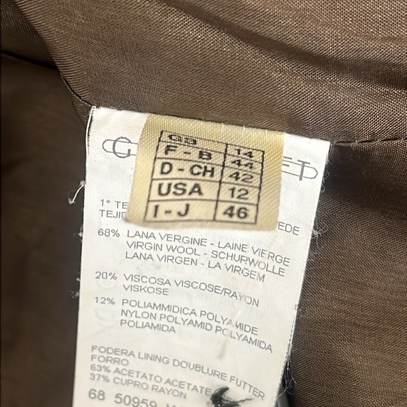 Sahza Wool Blend Double Breasted Blazer Size 12 Brown and Tan - Picture 12 of 12